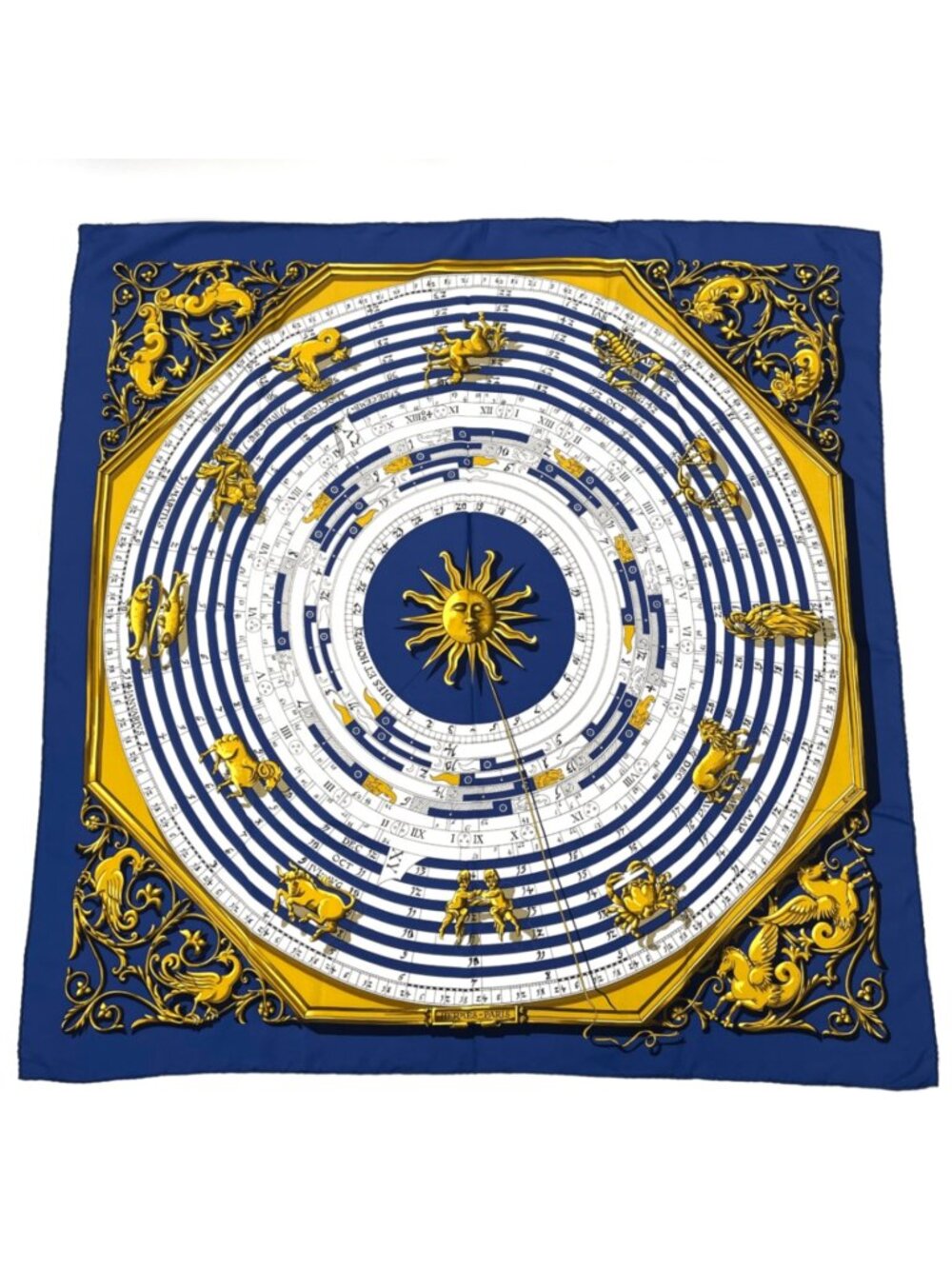 Hermes Carre 90 Dies Et Hore Astrology Silk Scarf Navy
